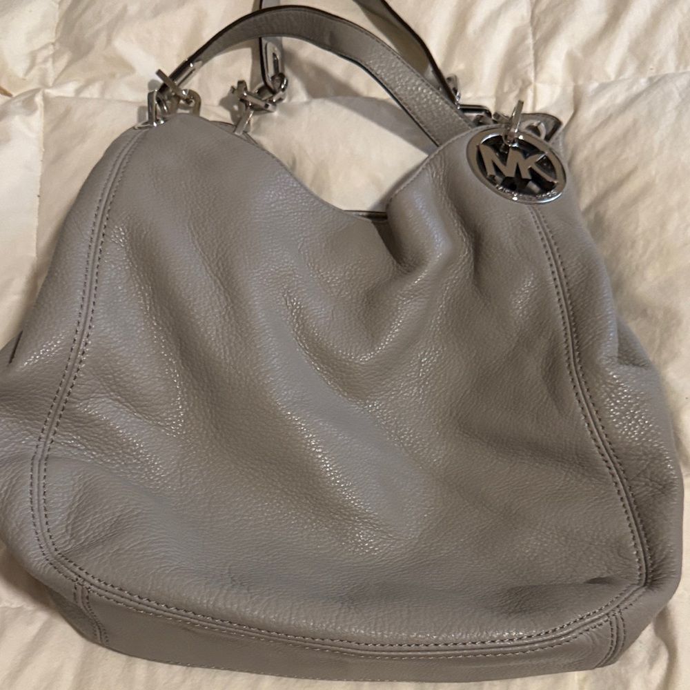 Michael Kors Silver-Accented Gray Shoulder Bag